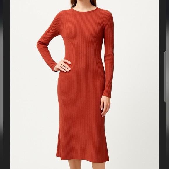 Reformation Rust Long Sleeve Dress - Picture 2 of 8